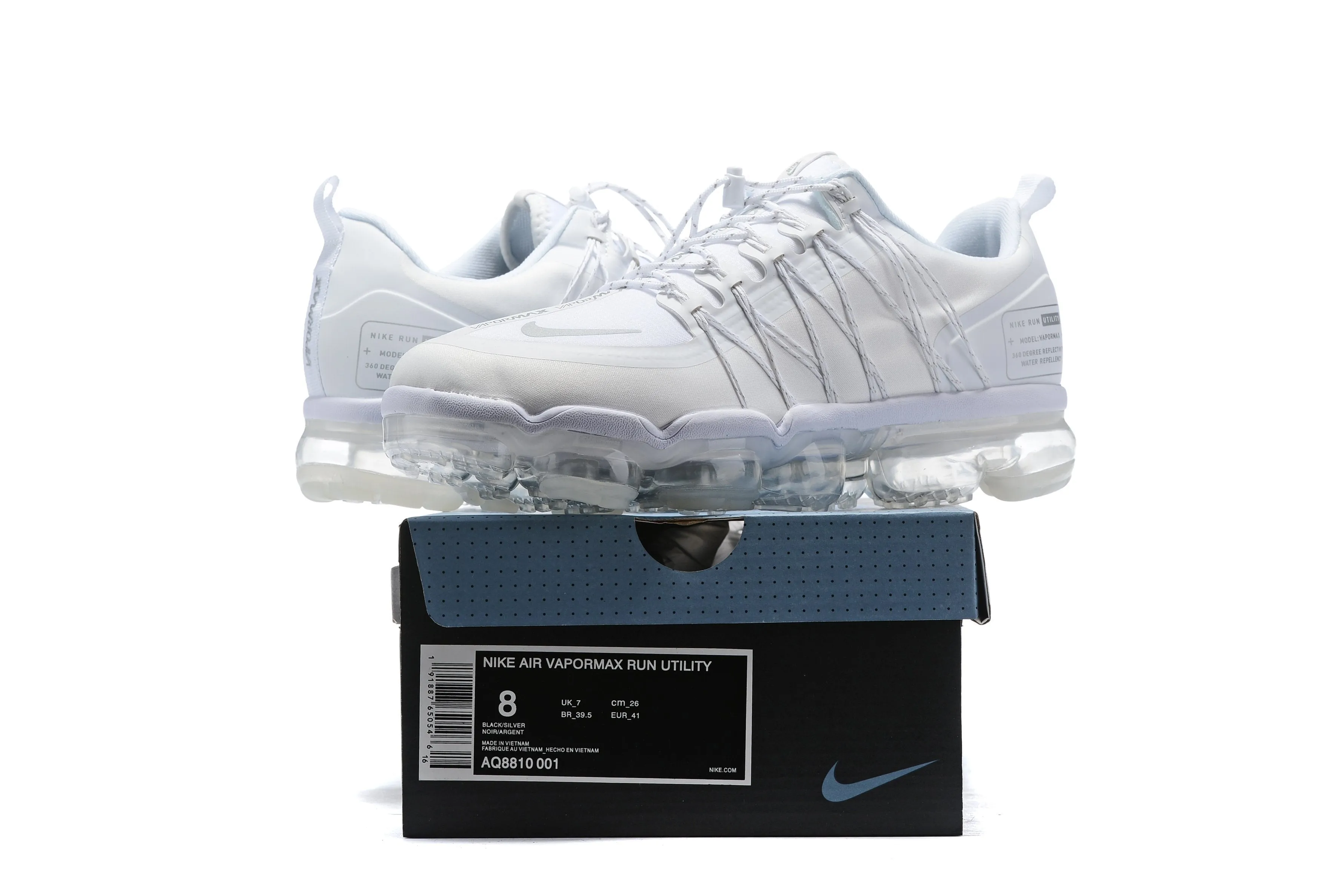 Sneakers Embroidered Nike Air Vapormax Run Utility White Shoes Sneakers Men Sale Size US 7, 8, 8.5, 9, 10, 11