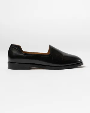 Jane And Bleecker Slippers Jacques Solovire Paris Slim in Black Montana Calf