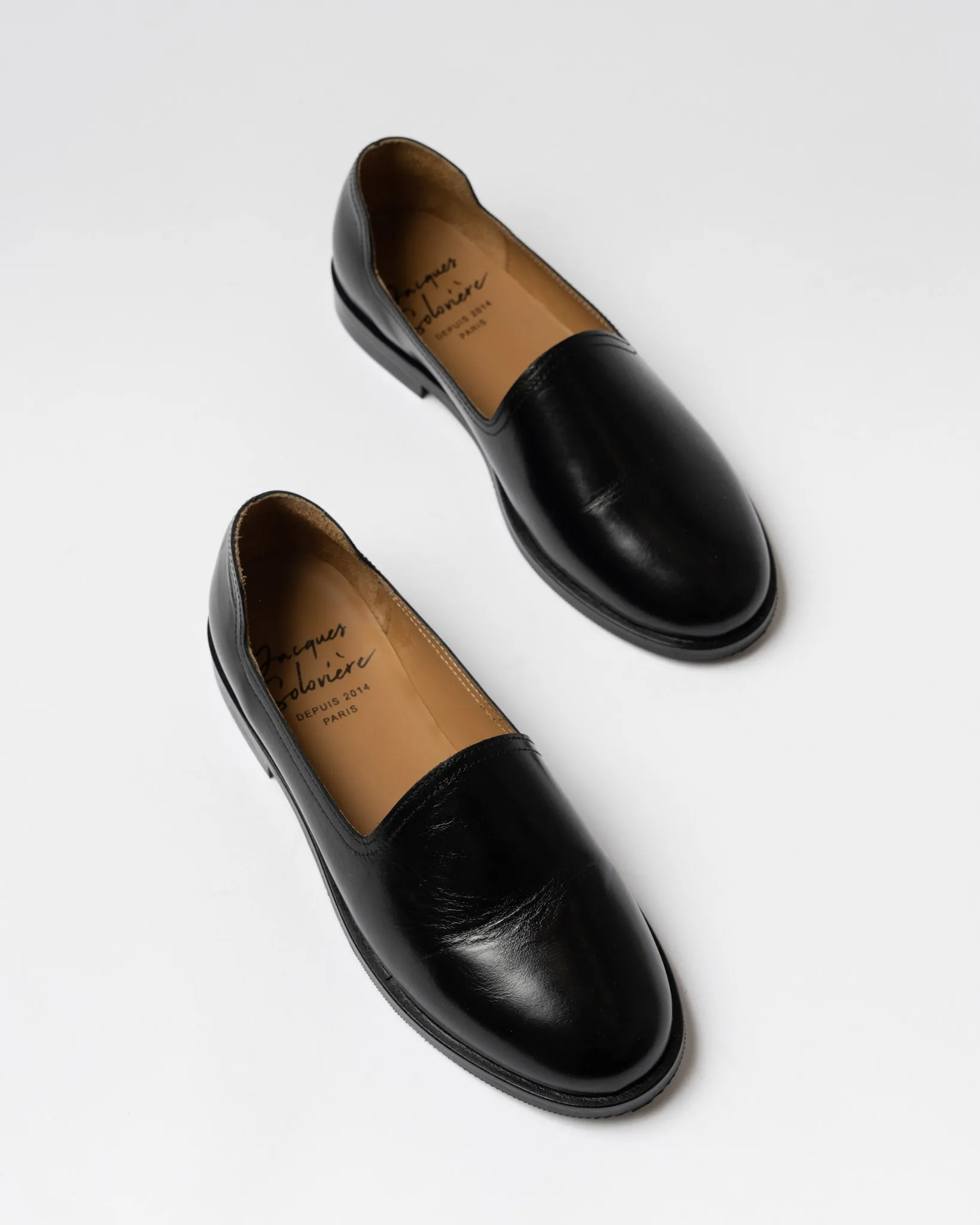 Jacques Solovire Paris Slim in Black Montana Calf Extra Wide Clog Slippers