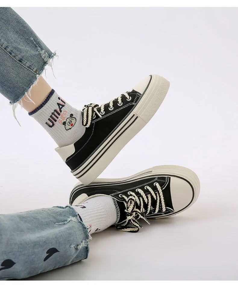 Casual Dresses To Wear With Sneakers Women's Ear of Wheat Design Thick Soled Canvas Shoes