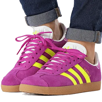 Adidas Lace Tennis Shoes Adidas Women's Gazelle Shoes - Purple Burst / Solar Yellow / Offwhite