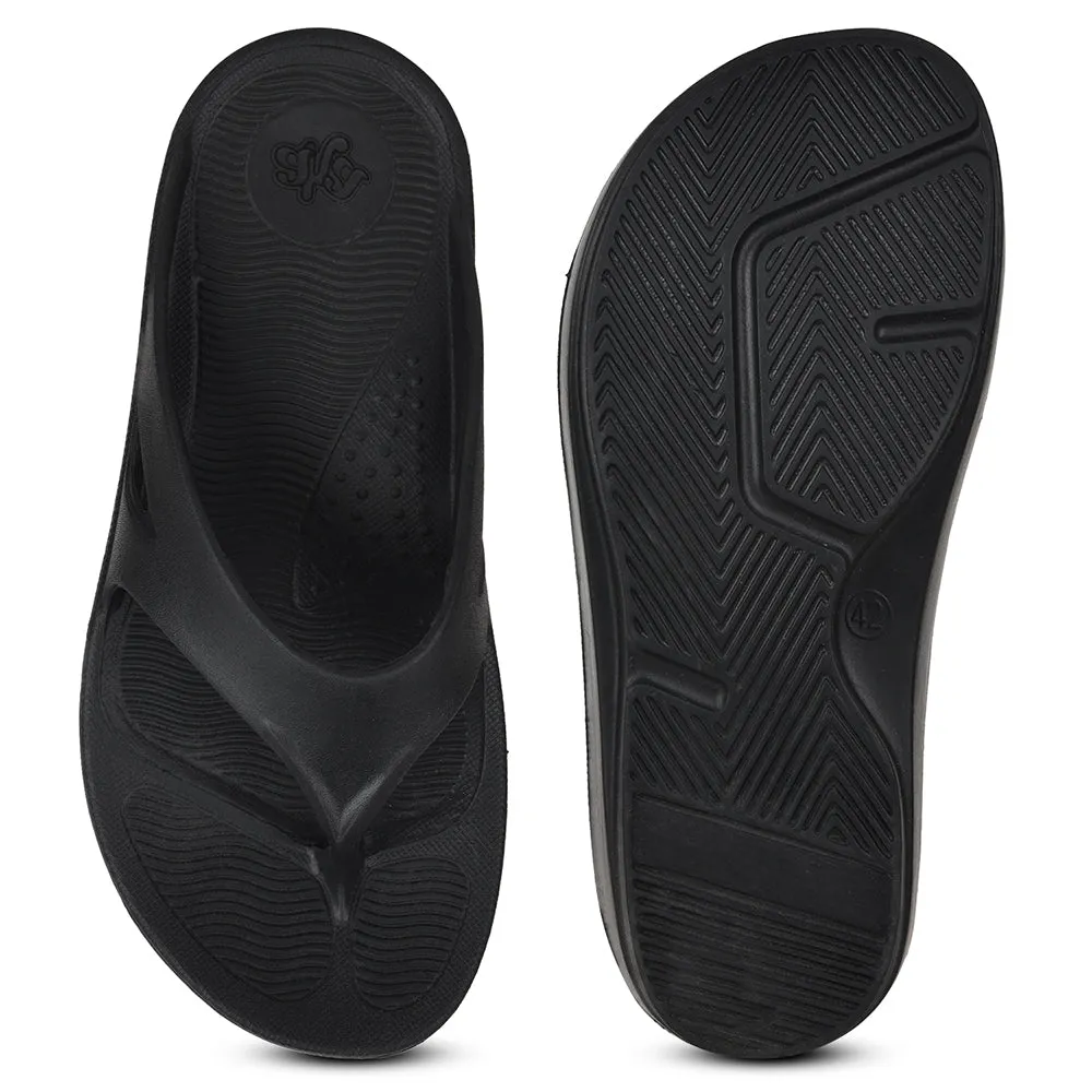 A-HA Casual Black Slippers For Men STEP-STAR By Liberty The Hemp Slippers