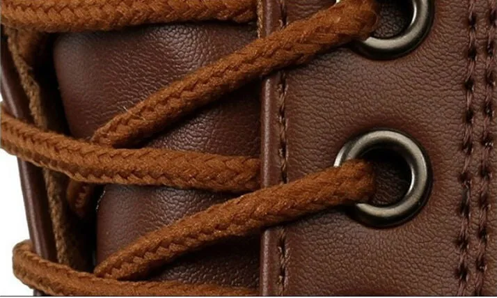 Men's Autumn & Winter Leather Boots Flat Shoes Gym