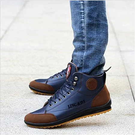 Men's Autumn & Winter Leather Boots Plus Size Flats Shoes
