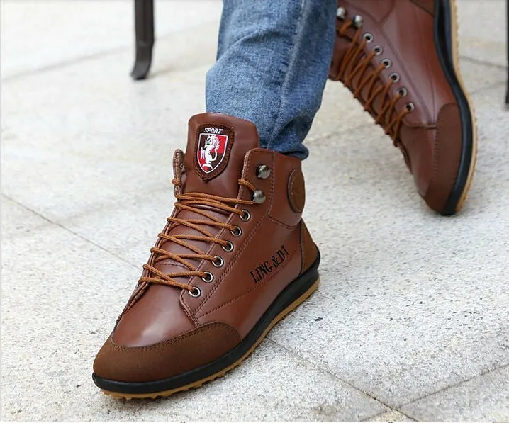 Men's Autumn & Winter Leather Boots Flat Foot Support Shoes