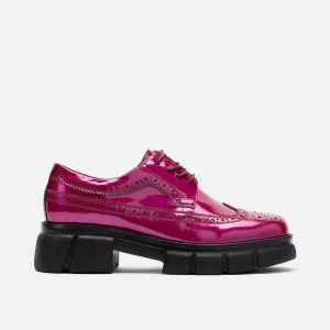 Oxford Street Dr Martens Ms. Alexander Magenta Leather Lug Wingtip Derby
