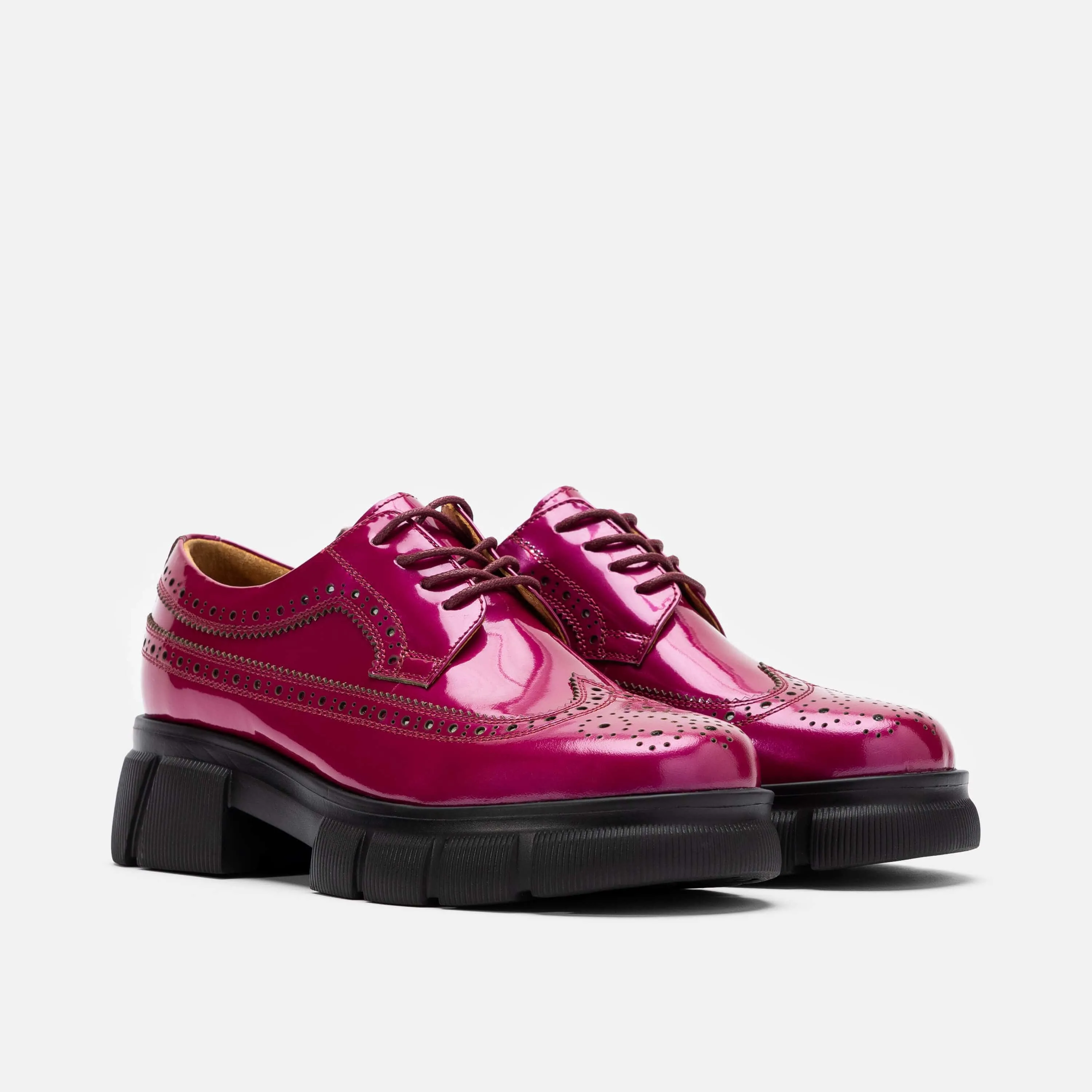 Ms. Alexander Magenta Leather Lug Wingtip Derby Keen Oxford