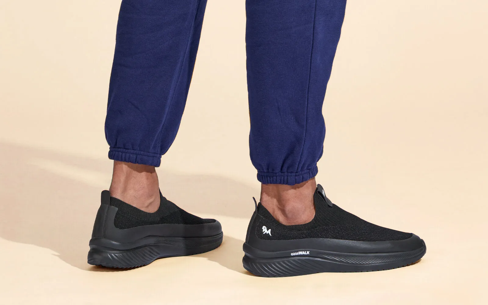 Ease Walk Slip Ons : Black Travel Slip On Shoes