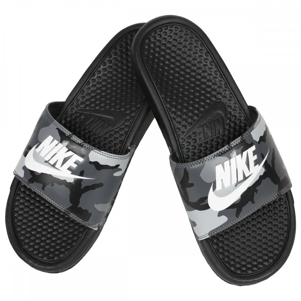 Nike Benassi "Just Do It" Print Black Camou Asics Zero Drop Shoes