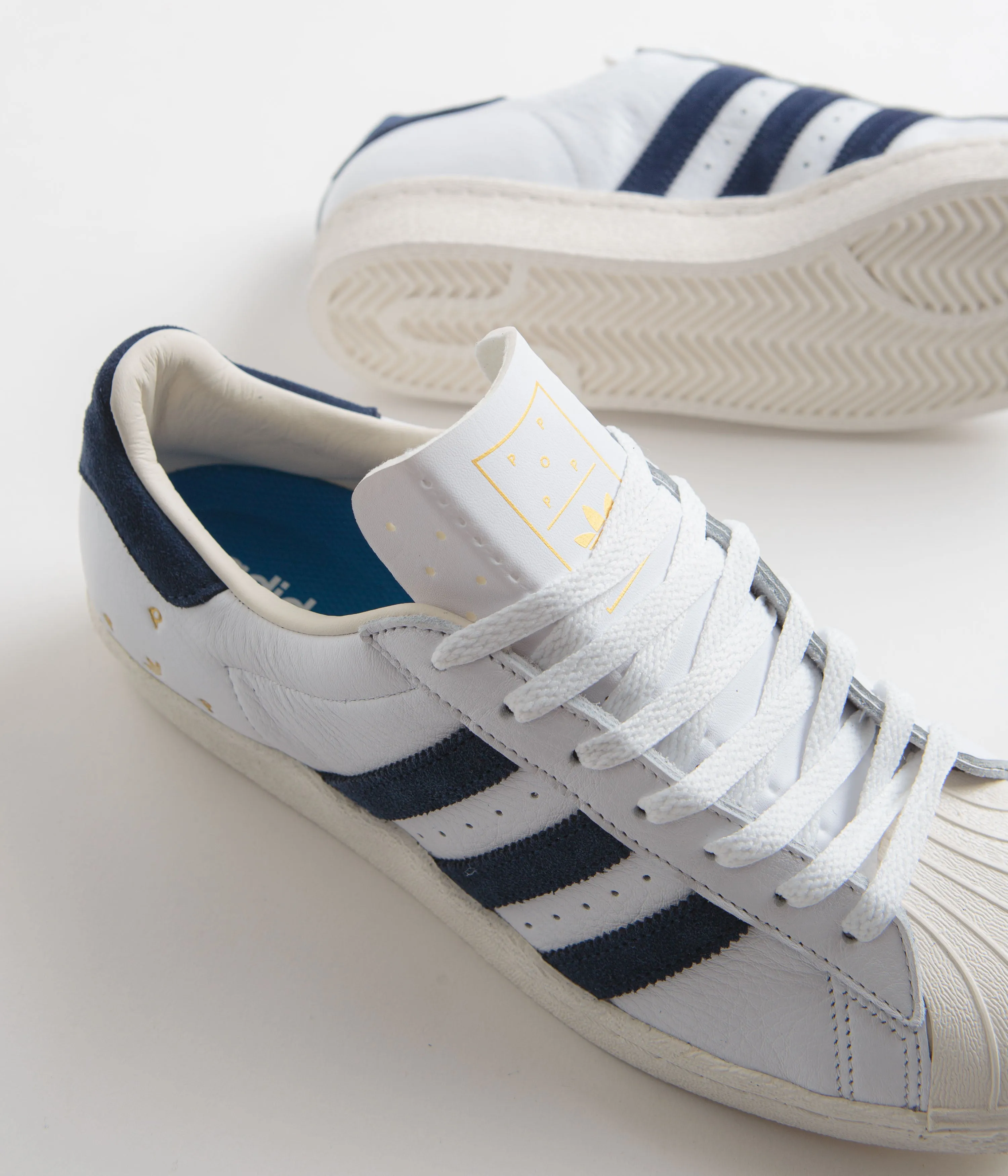 Adidas x Pop Trading Company Superstar ADV shoes - FTWR White / Collegiate Navy / Chalk White Adidas Handball Shoes
