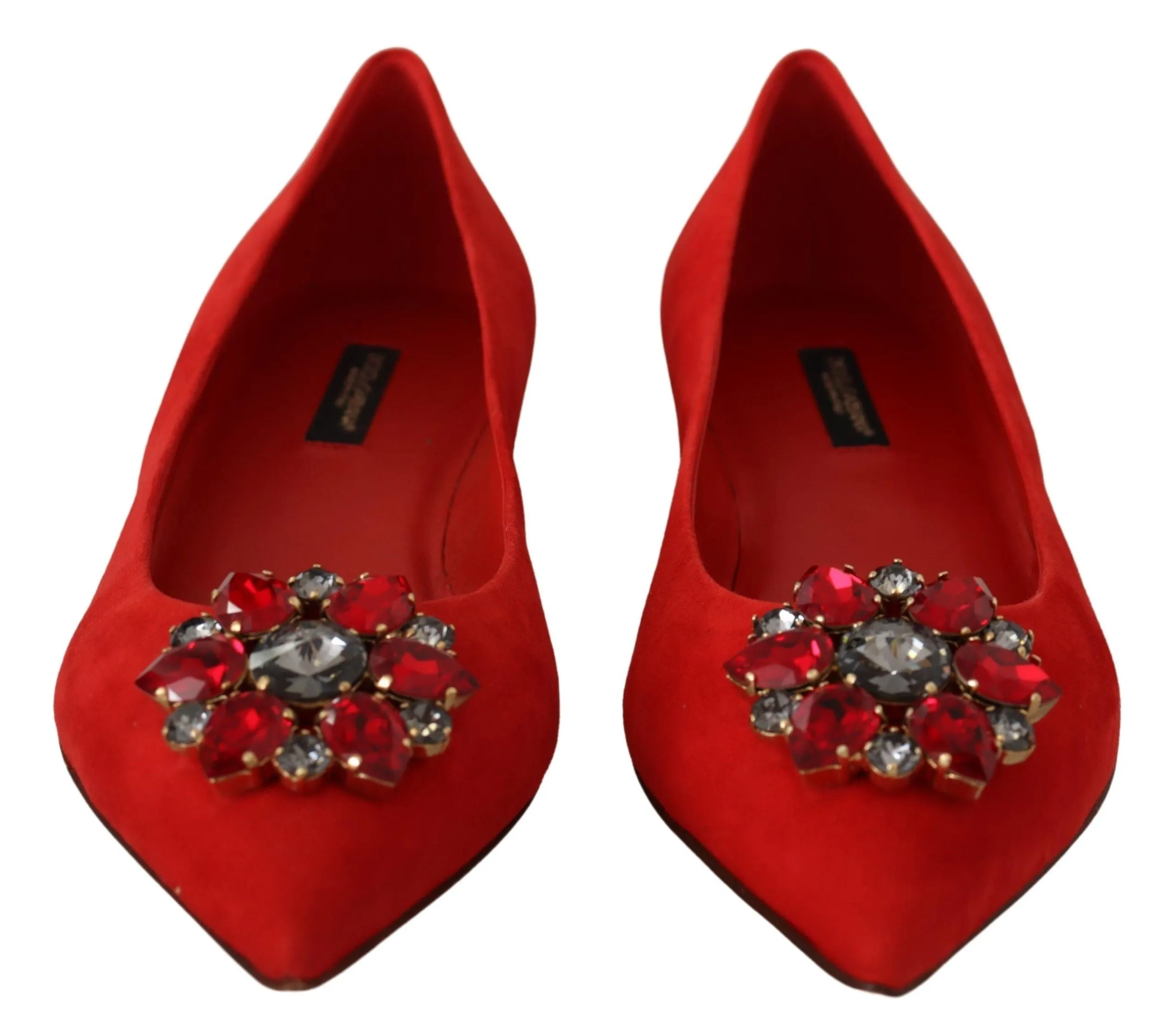 Dolce & Gabbana Red Suede Crystals Loafers Flats Shoes Loafers For Wedding
