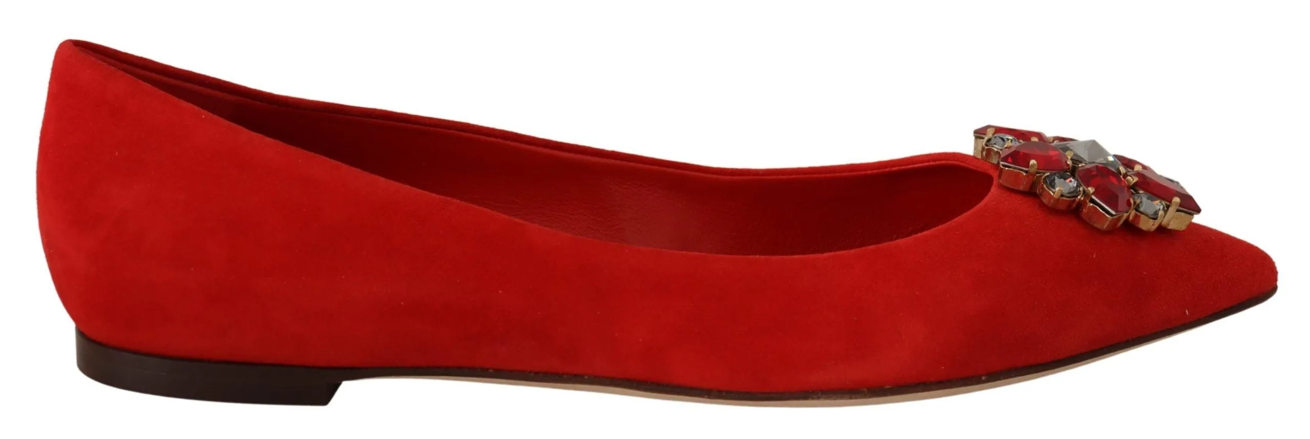 Dolce & Gabbana Red Suede Crystals Loafers Flats Shoes Loafers With Suits