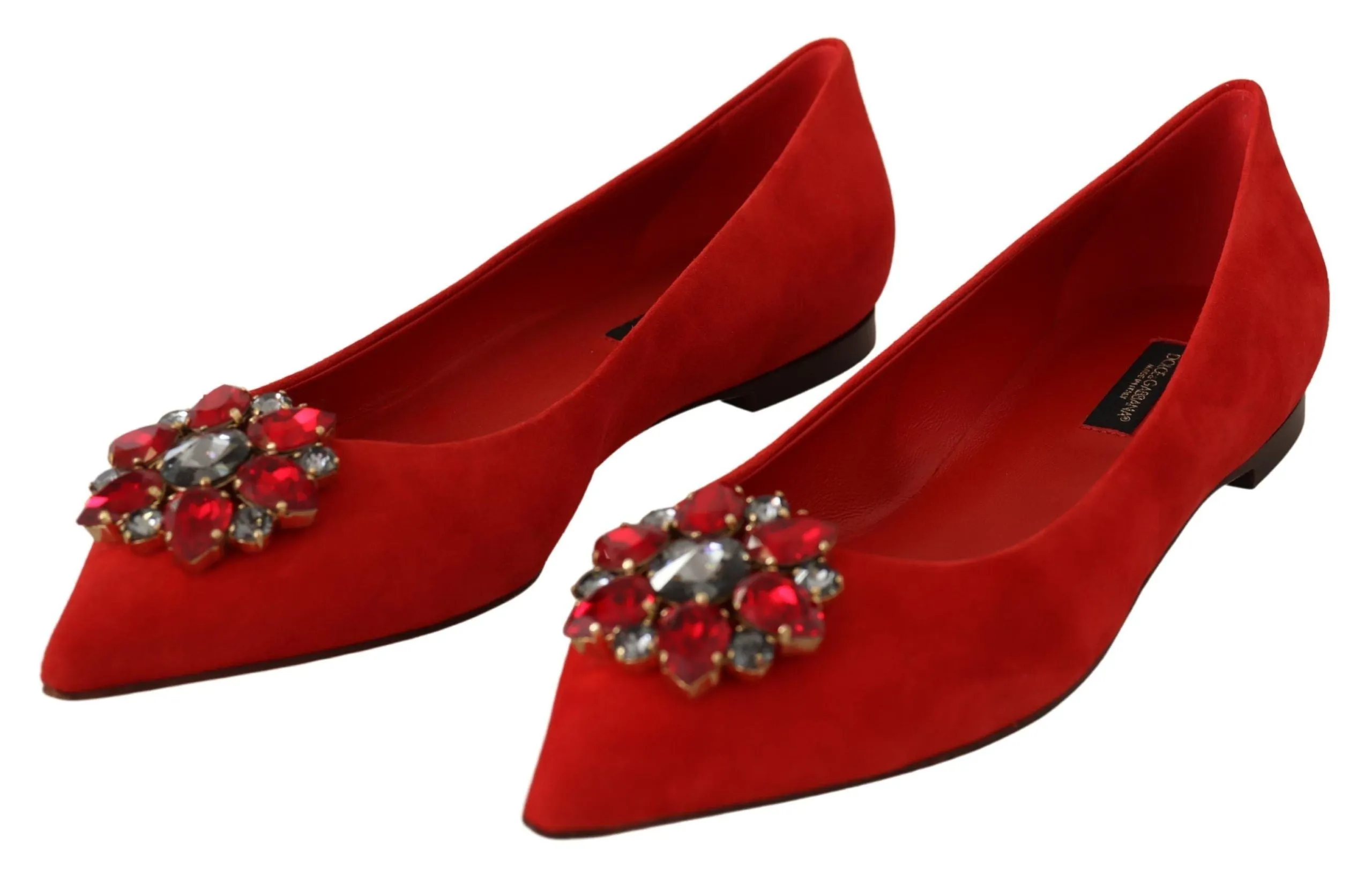 Loafers With Skinny Jeans Dolce & Gabbana Red Suede Crystals Loafers Flats Shoes
