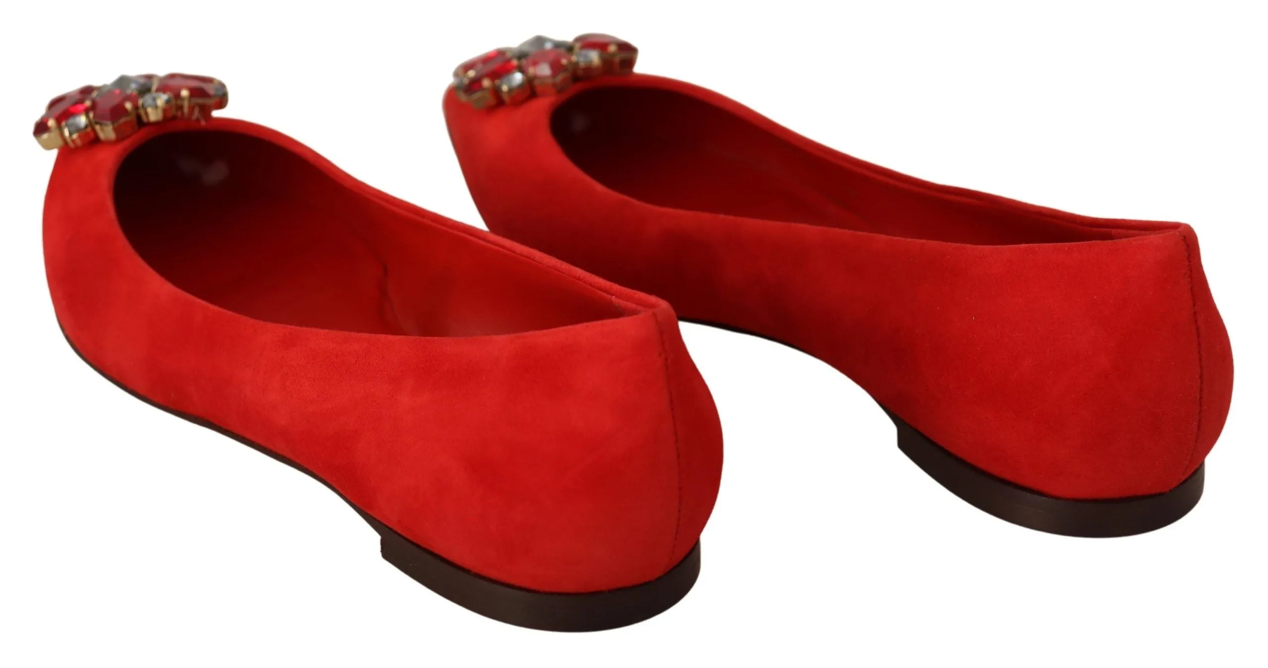 Dolce & Gabbana Red Suede Crystals Loafers Flats Shoes Safety Shoes Loafers