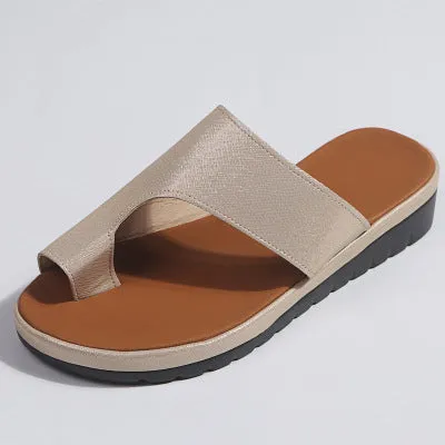 Comfy Platform Flat Sole Ladies Casual Sandal Double Strap Platform Sandals