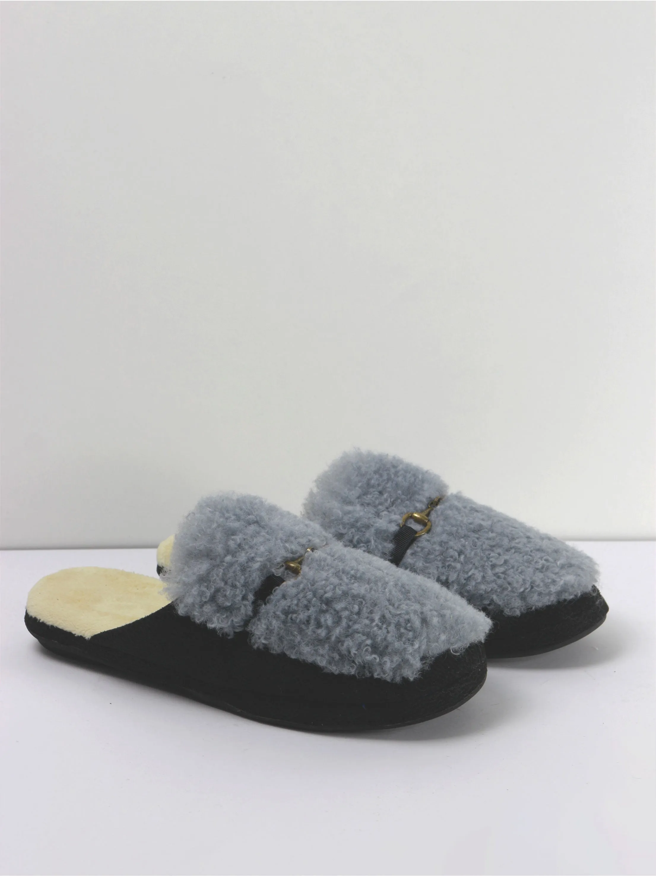 Women's Anti Skid Rubber Sole Slippers,Black/Blue Baabushka Slippers