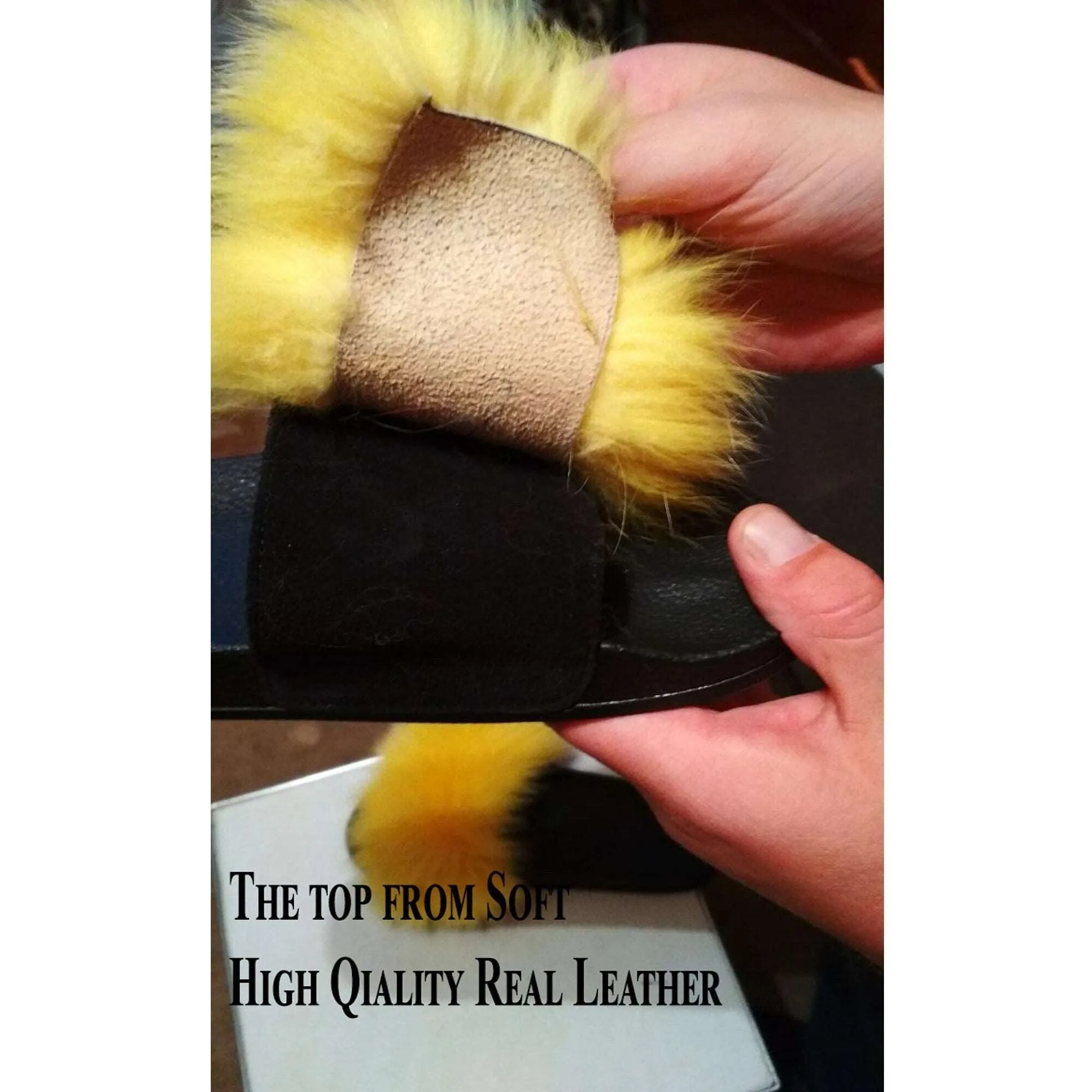 Best Flip Flops For Plantar BY ORDER Black Real Fox Fur Slippers Women Girl Beach Large Finnish Fox Fur Sandals Summer Slides Fashion Fluffy Shoes Flip Flops Leather