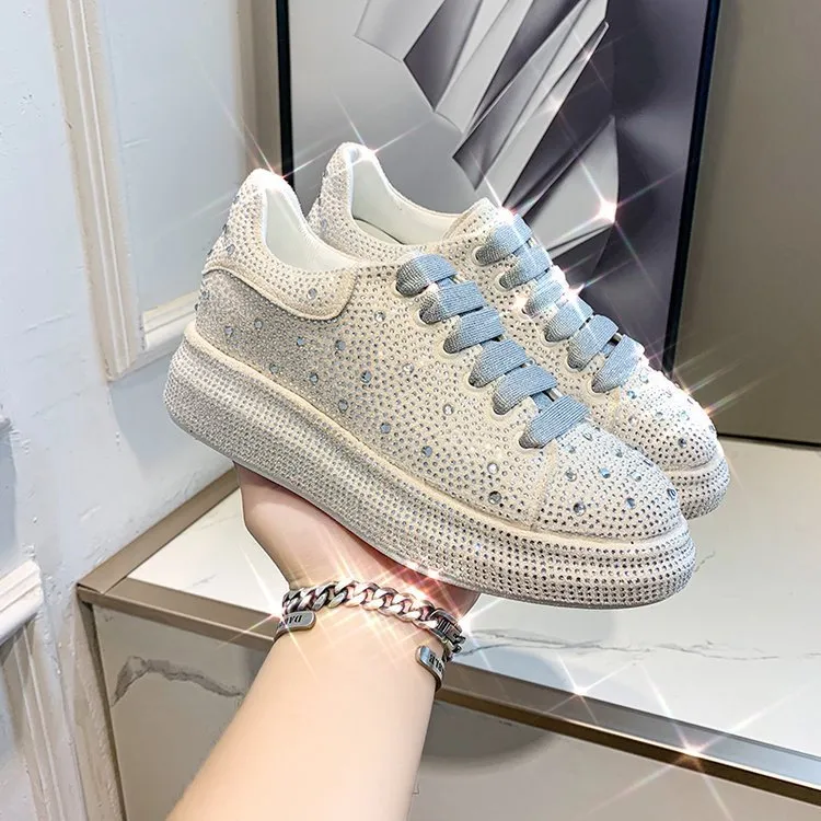 Women's Rhinestone Chunky Bottom Casual Trainers Shoes Sneakers That Light Up