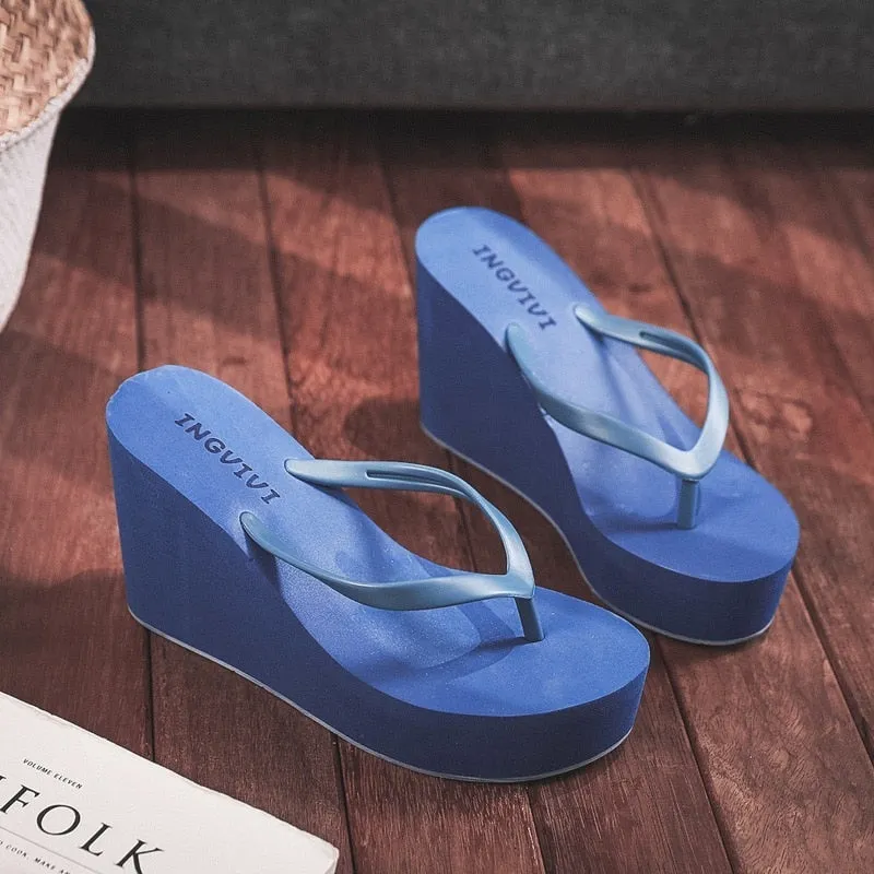 Comfort Summer Women Wedge Platform Slippers Shoes Diy Flip Flops For Bridesmaids