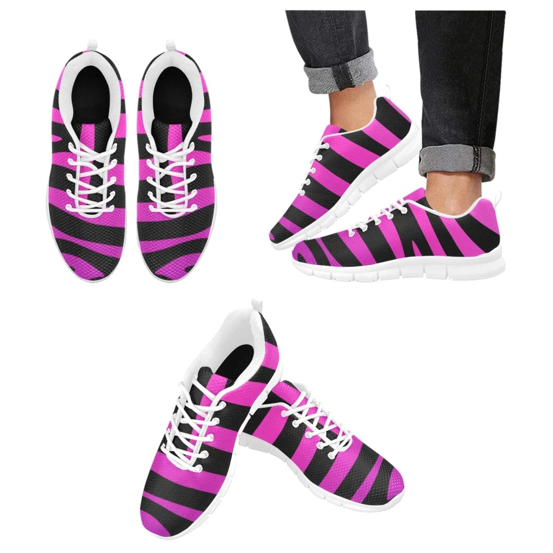 Uniquely You Womens Sneakers, Black Strip and Purple Running Shoes by inQue.Style Best Kids Running Shoes