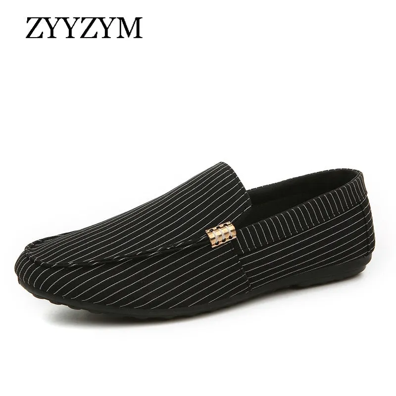 Men Loafers Shoes Spring Summer Men Casual Shoes Slip-On Stripe Light Canvas Youth Flat Shoes Breathable Male Fashion Footwear Flat Shoes Drawing
