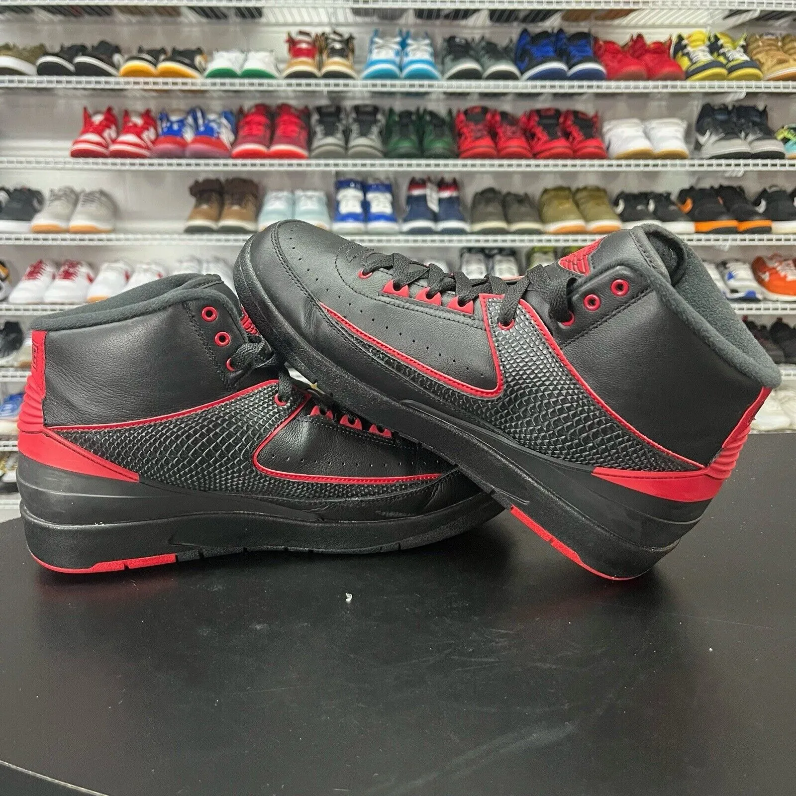 Men's Size 10 NIKE AIR JORDAN 2 RETRO "ALTERNATE 87" BLACK-VARSITY RED 834274-001 Asics Magic Speed Running Shoes