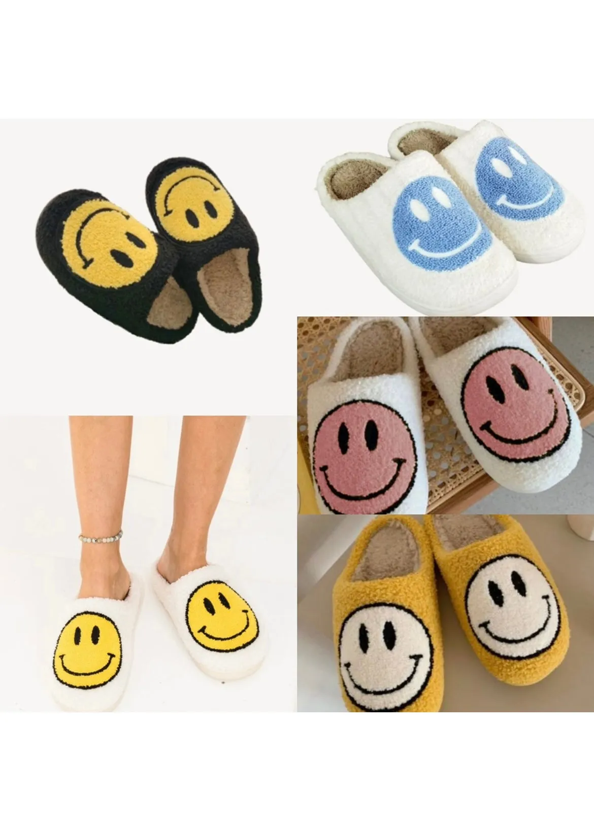smiley fuzzy slipper Mink Slippers