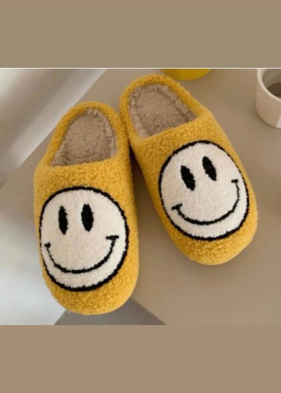 Guest Slippers Washable smiley fuzzy slipper