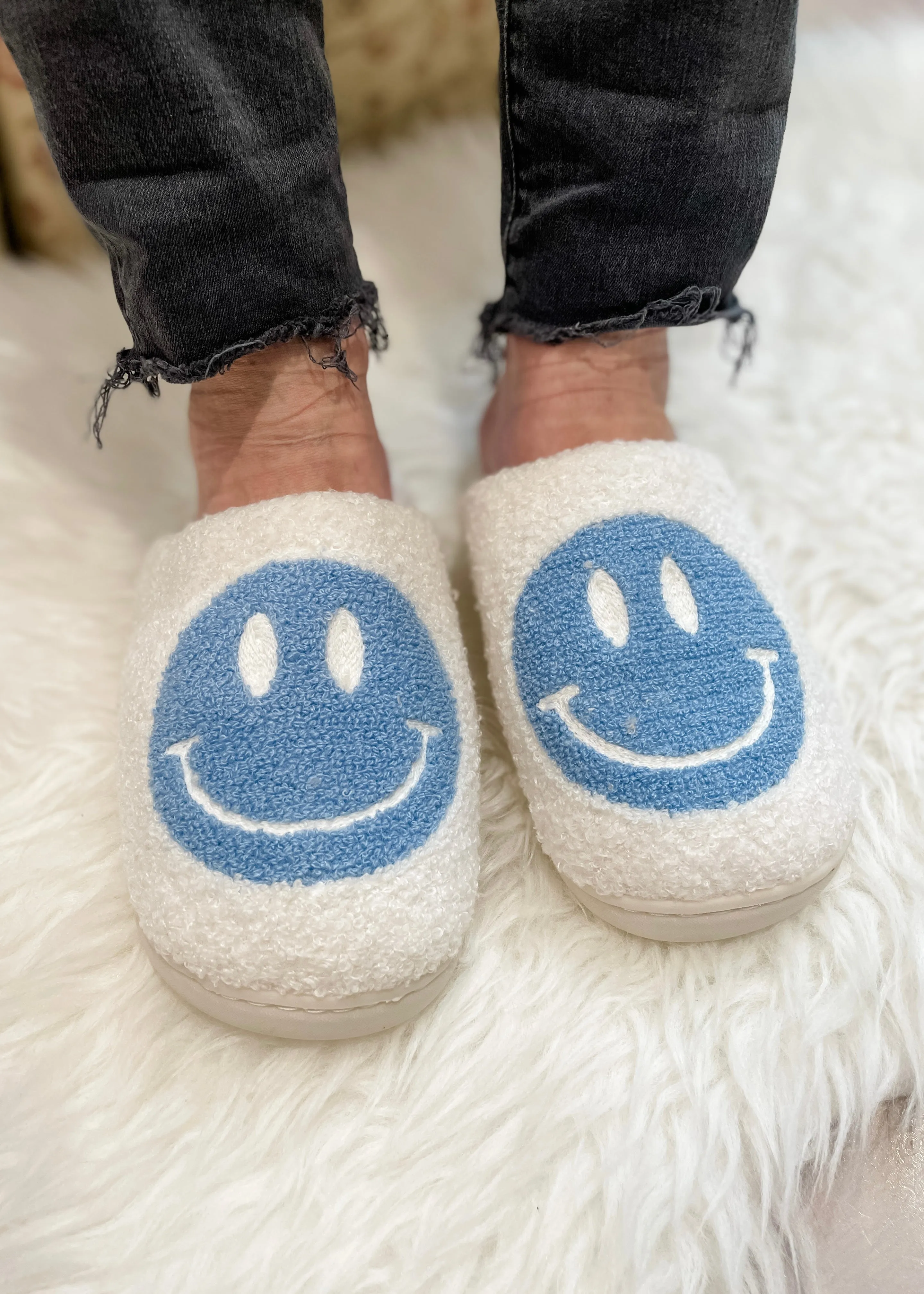 Felt Sole Slippers smiley fuzzy slipper