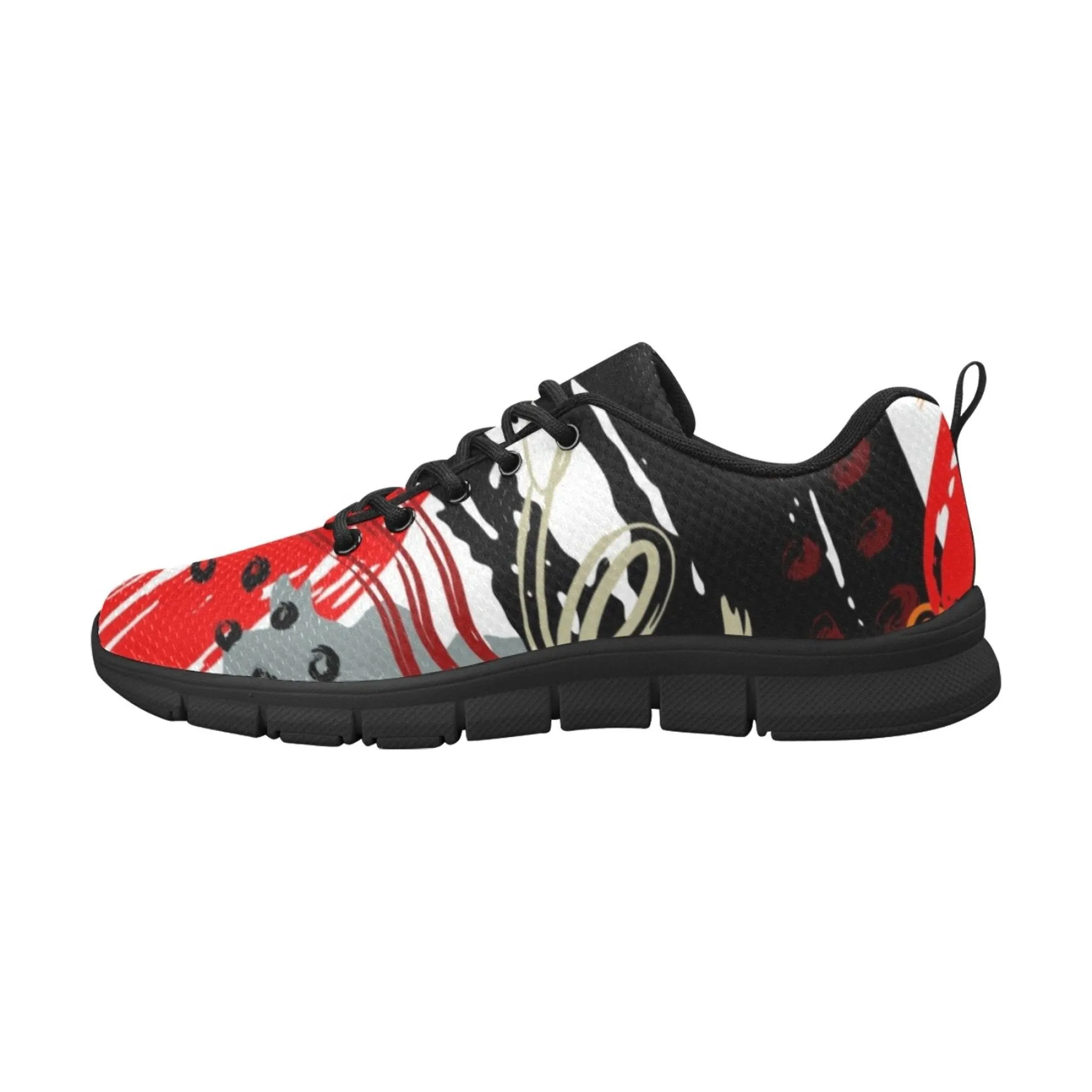Uniquely You Womens Sneakers, Black and White Abstract Print Running Shoes by inQue.Style Under Armor Running Shoes