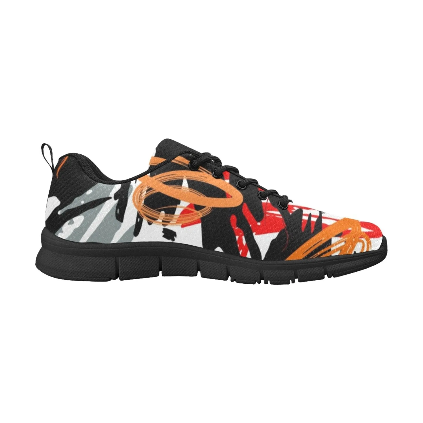 Uniquely You Womens Sneakers, Black and White Abstract Print Running Shoes by inQue.Style Good Cushioned Running Shoes