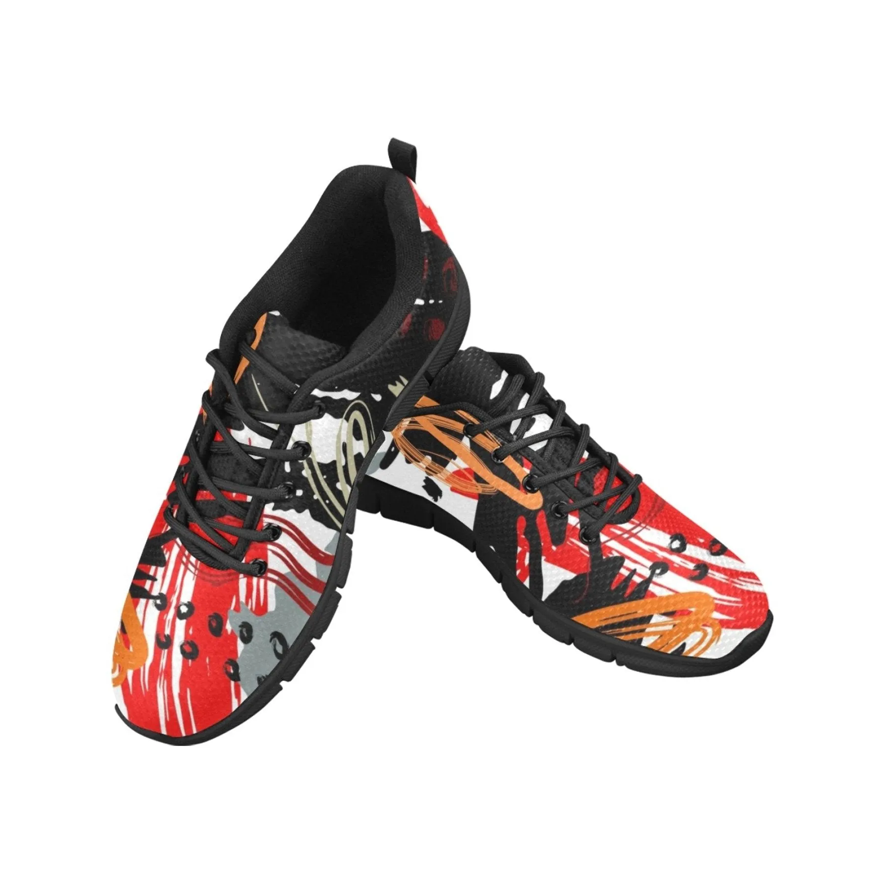 Alphabounce Em M Running Shoe Uniquely You Womens Sneakers, Black and White Abstract Print Running Shoes by inQue.Style