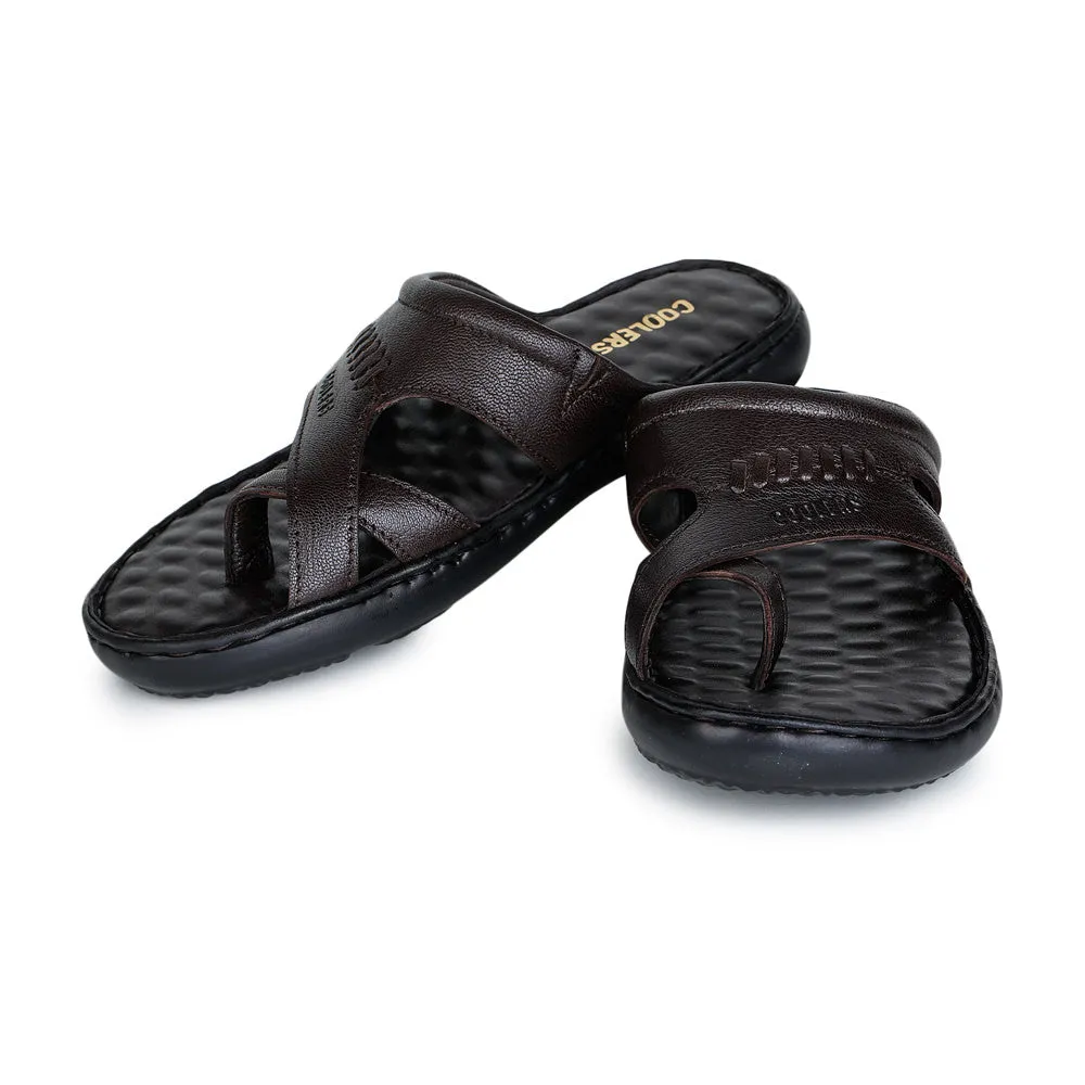 Coolers Casual Brown Toe Ring Slippers For Men MONLIGHT-4 By Liberty Japanese Traditional Slippers