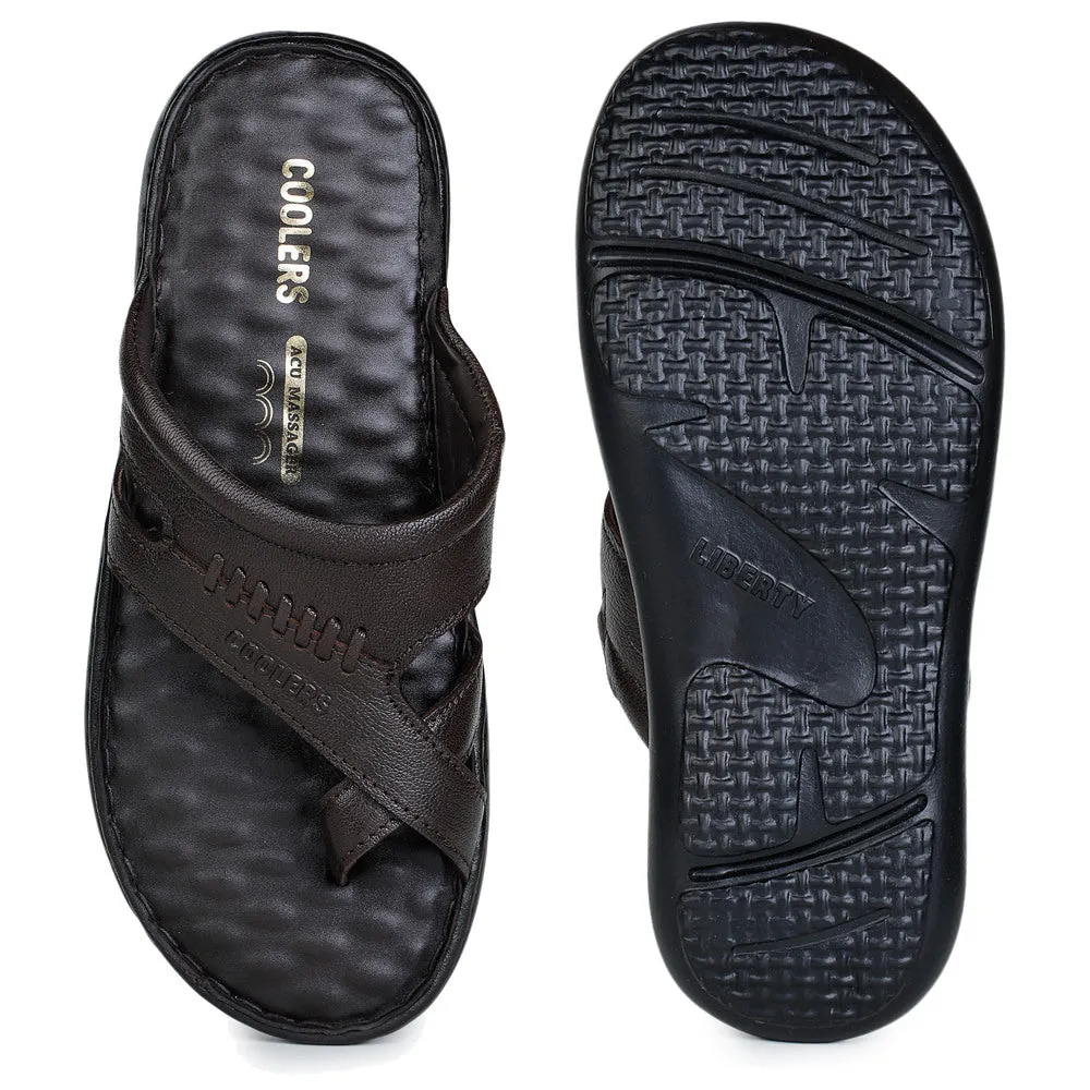Coolers Casual Brown Toe Ring Slippers For Men MONLIGHT-4 By Liberty Disposable Slippers