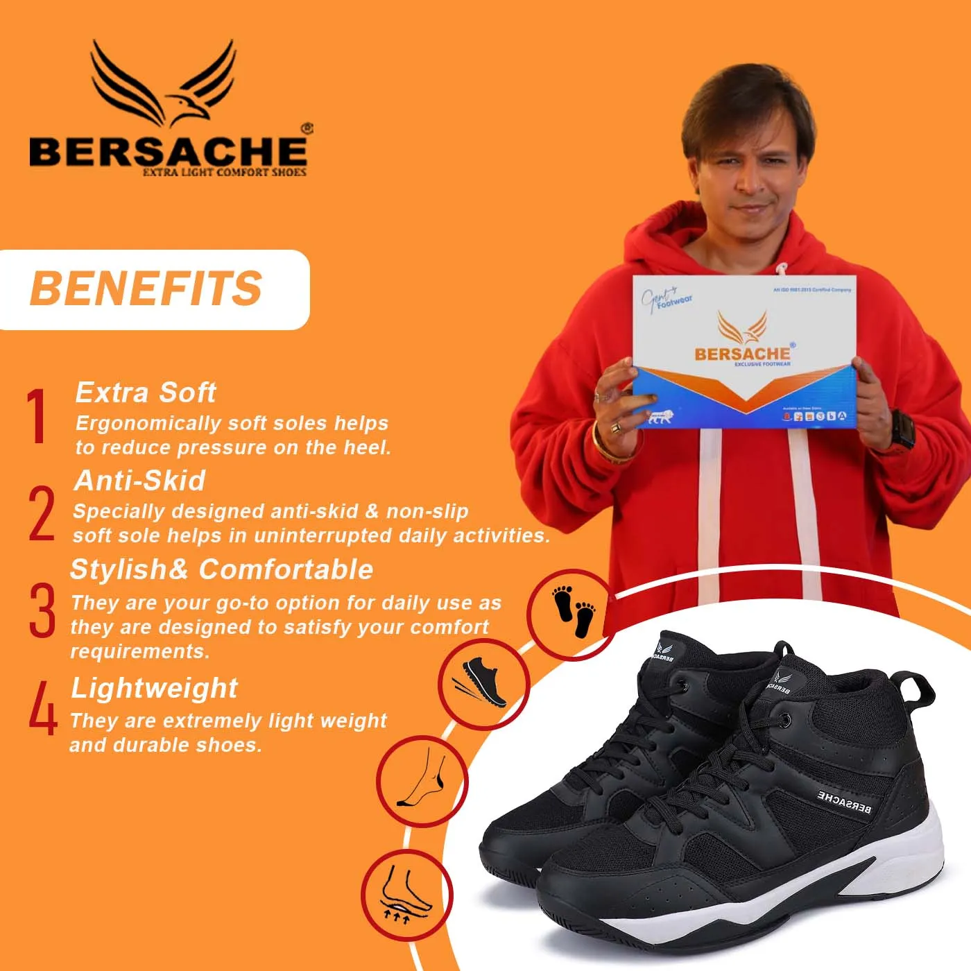 Bersache Sports Running  Shoes For Men  (Black-9067) Slippers Work