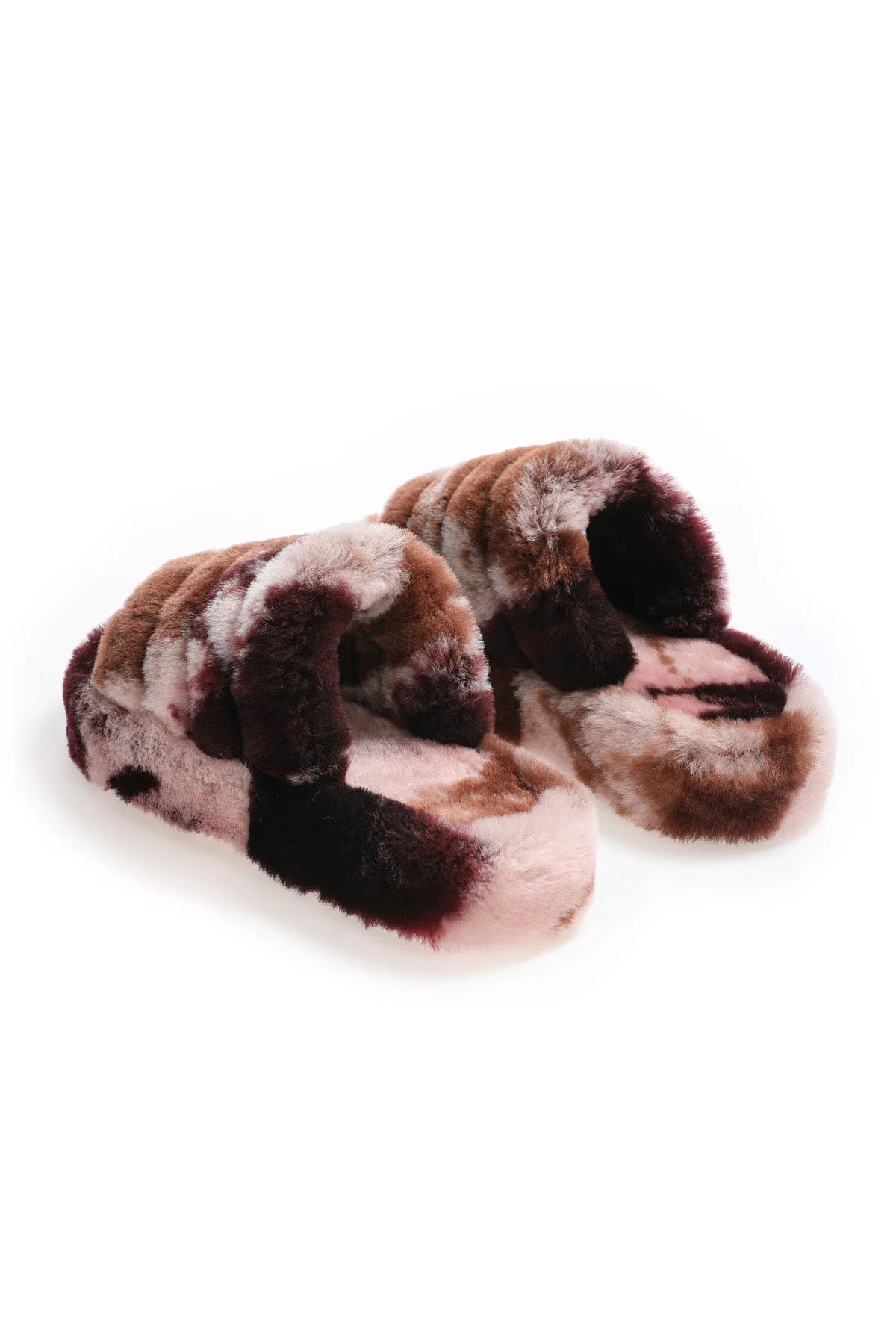 Women's Shearling Slippers, Brown Multicolor Wool Fairy Slippers Horse