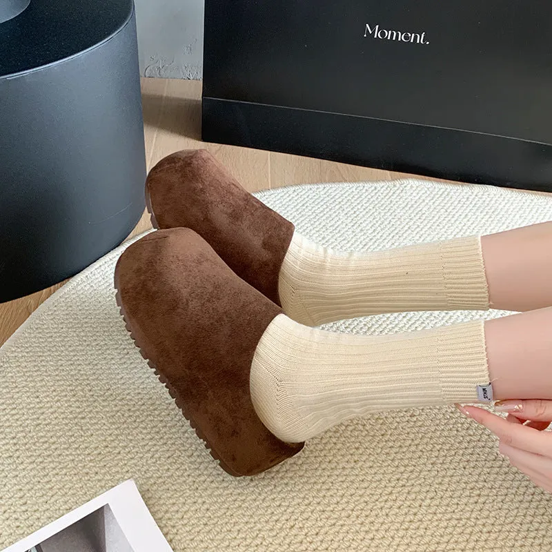 Printed Slides Cozy Suede Winter Slippers with Plush Lining Non-Slip Sole