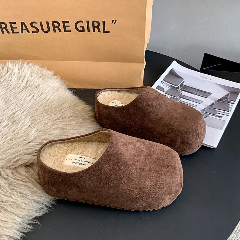 Cozy Suede Winter Slippers with Plush Lining Non-Slip Sole Slippers Oakleaf Hydrangea
