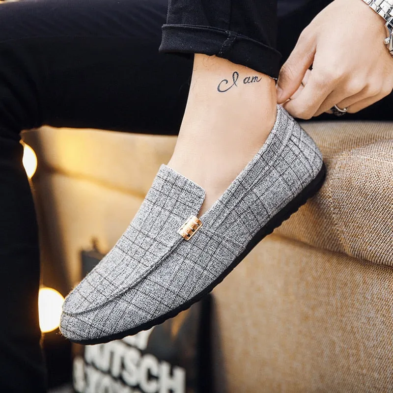 Kohls Flat Dress Shoes Men Casual Shoes 2021 Spring Summer Men Loafers New Slip On Light Canvas Youth Men Shoes Breathable Fashion Flat Footwear