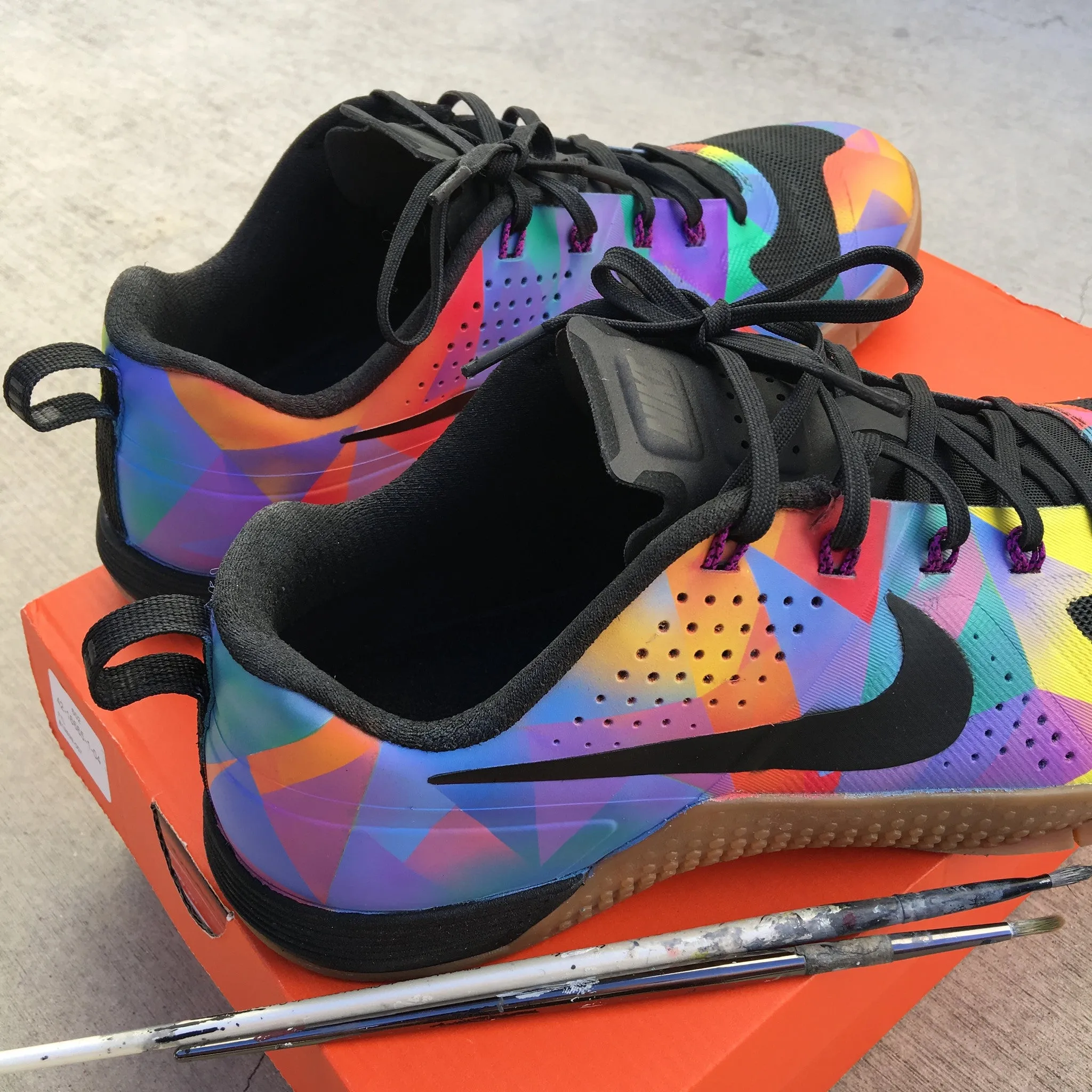 Custom Painted Nike Metcon 4 'Prism' Asics Chrome Shoes
