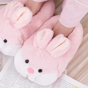 Cute Bunny Bag Heel Plush Slippers Winter Warm Animal Slippers Furry Pink Color Home Slippers Suitable for Women Girls Slipper Boot Slippers
