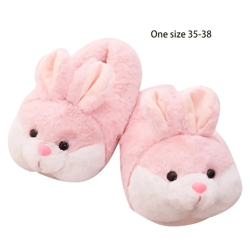 Unisex Adult Mellow Recovery Slides Cute Bunny Bag Heel Plush Slippers Winter Warm Animal Slippers Furry Pink Color Home Slippers Suitable for Women Girls