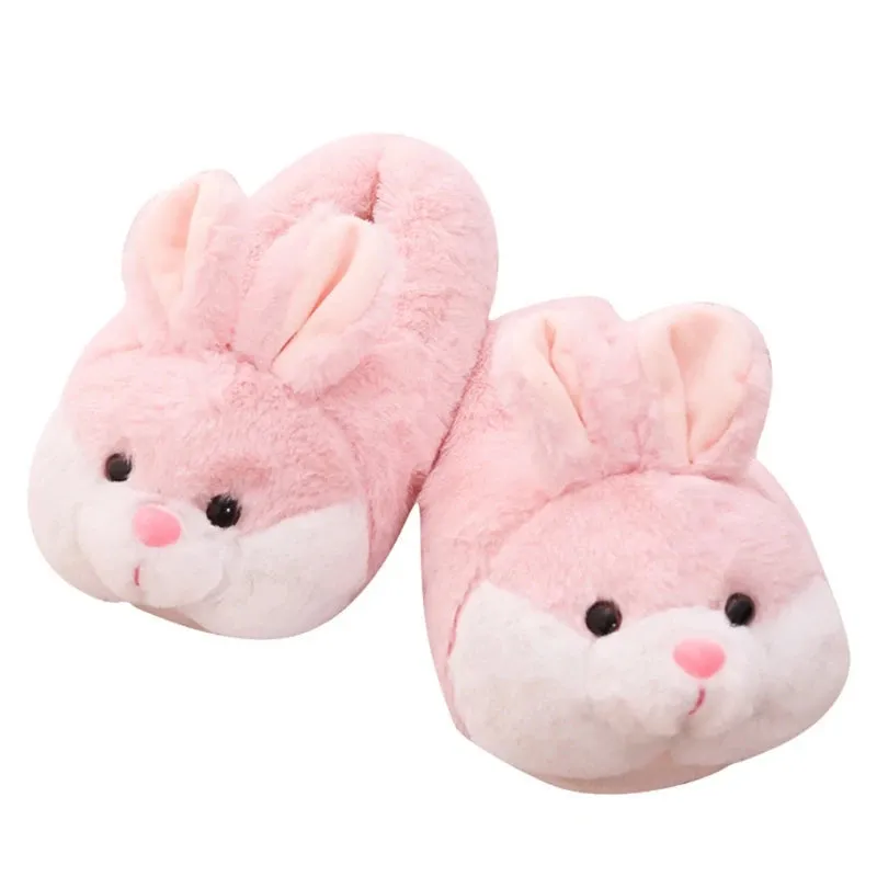 Cute Bunny Bag Heel Plush Slippers Winter Warm Animal Slippers Furry Pink Color Home Slippers Suitable for Women Girls Elephant Animal Slippers