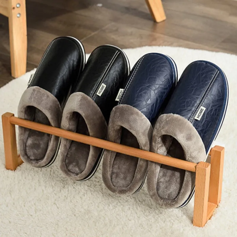 Thong Slippers Cuzcare Fur Slippers For Men Comfy Cozy Leather Home Shoes