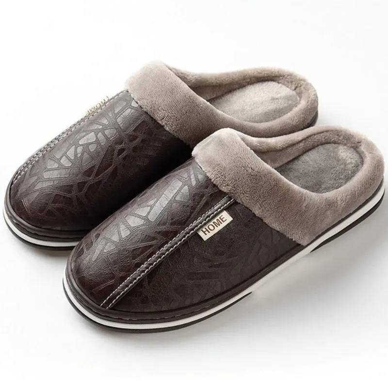 Cuzcare Fur Slippers For Men Comfy Cozy Leather Home Shoes Baltimore Slippers