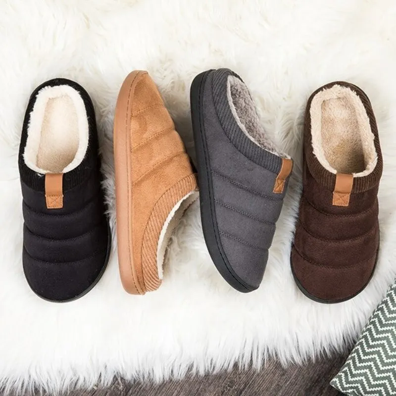 Cuzcare Warm Fur Slippers For Men Comfy Sole Interior Shoes I Slide Sandals