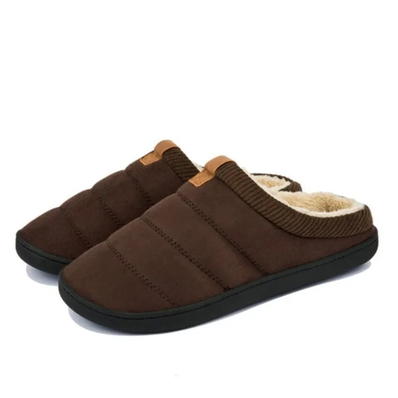 Cuzcare Warm Fur Slippers For Men Comfy Sole Interior Shoes Martial Arts Slippers