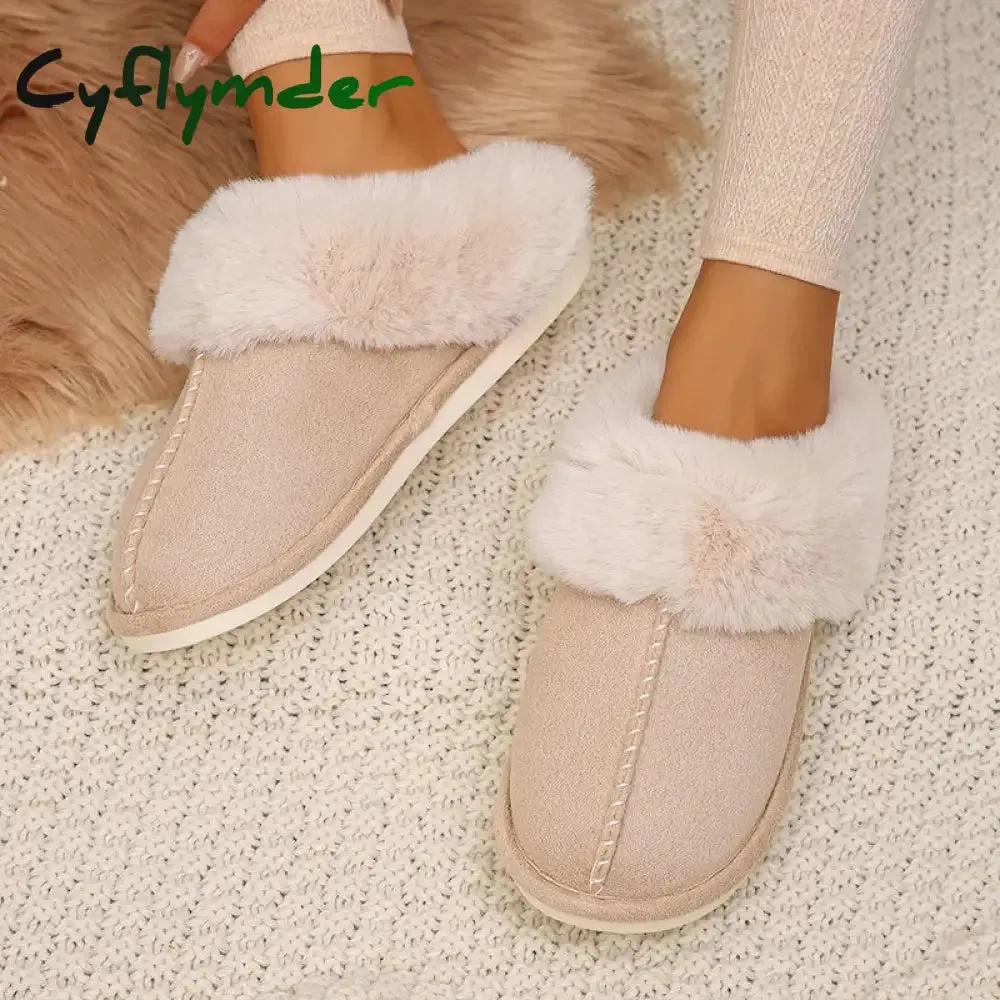 Umbreon Slippers Cyflymder Closed Toe Warm Cotton Slippers Women Faux Fur Thicken Plush Winter Home Shoes Woman Lightweight Casual Indoor Slides Female
