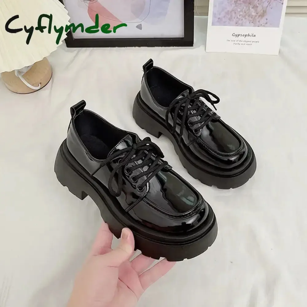Loafers Meme Cyflymder Women Spring New Black Platform Flats Shoes Women Loafers Slip on Boat Shoes Designer Casual Leather Oxfords