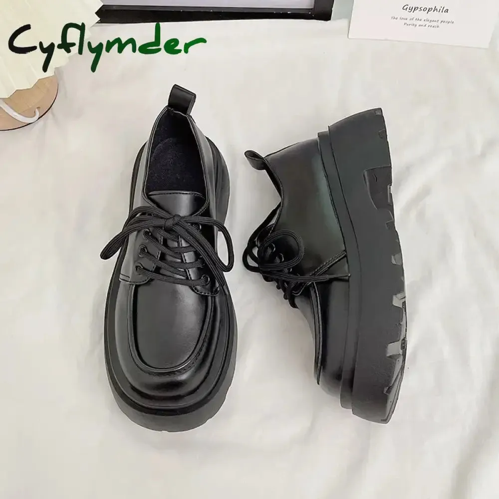 Cyflymder Women Spring New Black Platform Flats Shoes Women Loafers Slip on Boat Shoes Designer Casual Leather Oxfords Dream Pairs Loafers